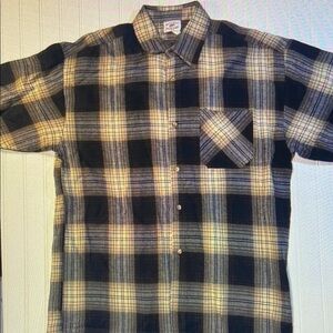 Men's Black and Cream Plaid Shirt